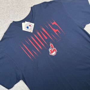 Cleveland Indians T Shirt Men XXL Blue Majestic MLB Baseball Chief Wahoo NEW NWT